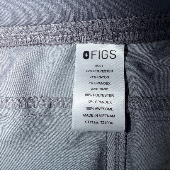Figs Women's Straight Leg Scrub Pants in Gray with Teal Accent - Picture 7 of 8